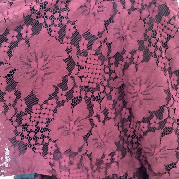 Lulu's Molinetto Lace Ruffled Tiered Sleeveless Maxi Dress in Burgundy, Size S - Picture 10 of 14